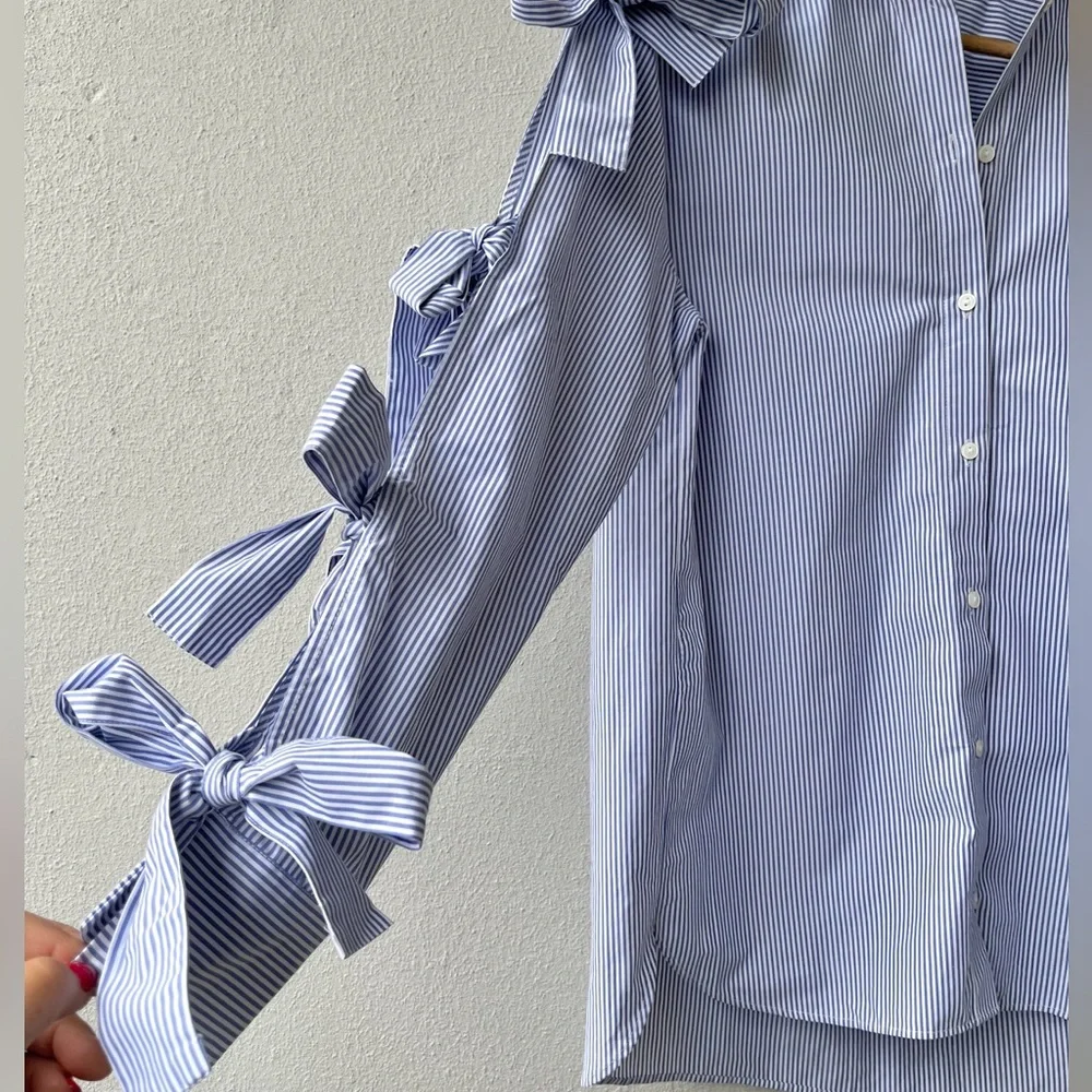 H&M | NWT Bow- Detail Poplin Shirt - Picture 6 of 16